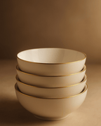 3 stacks of server bowls:vThe Ńhara Halo Collection (Personalised Fine Bone China Dinnerware Set) - ńhara